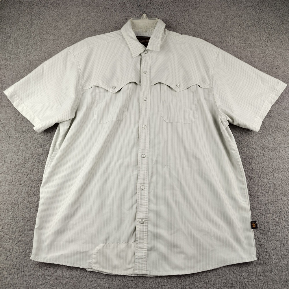 Howler Brothers Mens Large Pinstripe Western Snap SS Fishing Shirt Gray